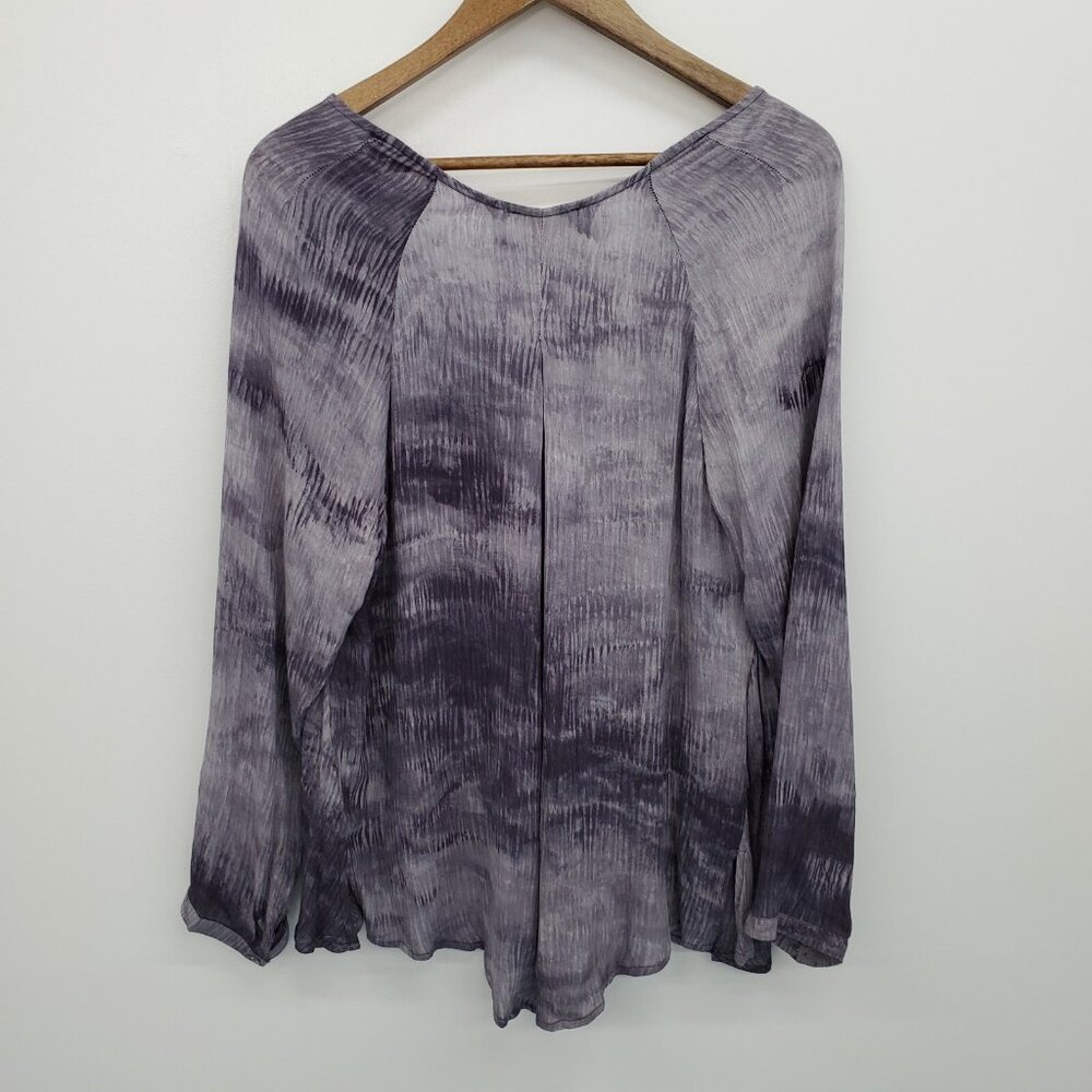 Umgee Purple Crinkle Tunic Top Long Sleeve V Neck Criss Cross Boho Womens Size M - Picture 5 of 16